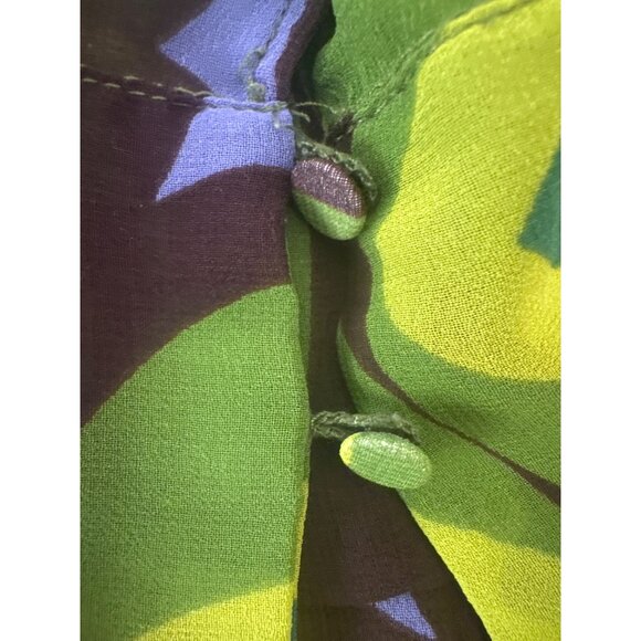 ZARA Green Wrap Small Blouse With Tie Neck & Button Details Lightweight Sheer - Picture 12 of 15